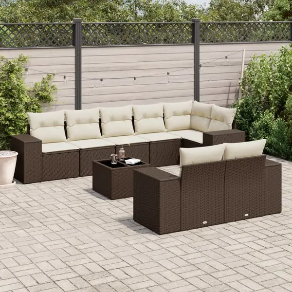 Gossi set canapele de gradina cu perne, 9 piese, maro, poliratan