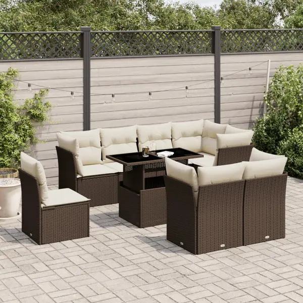 Gossi set canapele de gradina cu perne, 9 piese, maro, poliratan