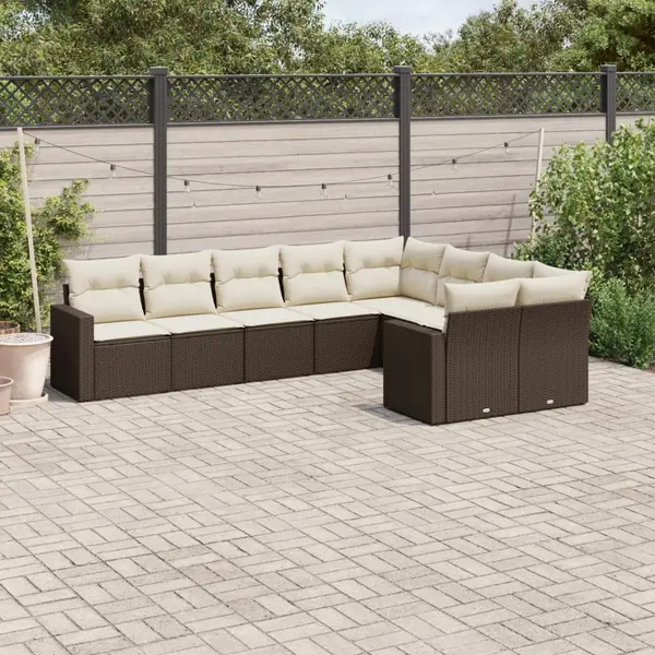 Gossi set canapele de gradina cu perne, 9 piese, maro, poliratan