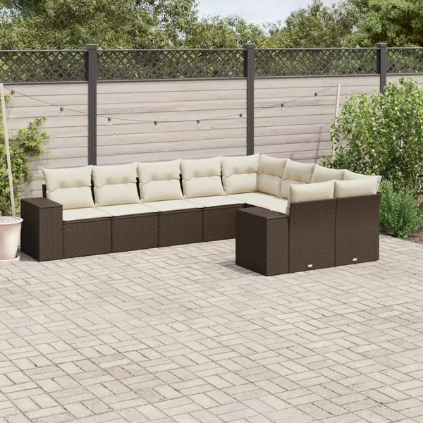 Gossi set canapele de gradina cu perne, 9 piese, maro, poliratan