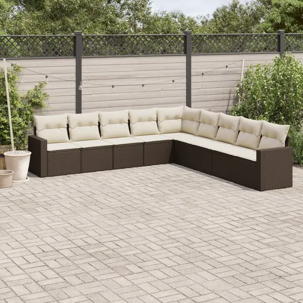 Gossi set canapele de gradina cu perne, 9 piese, maro, poliratan