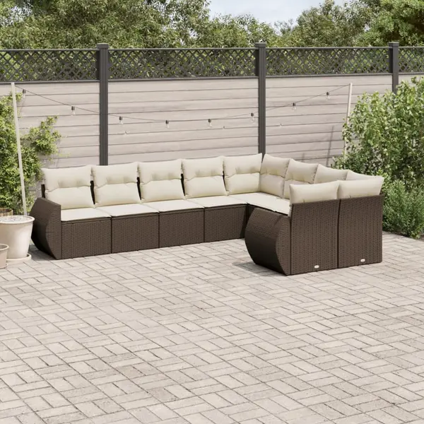 Gossi set canapele de gradina cu perne, 9 piese, maro, poliratan