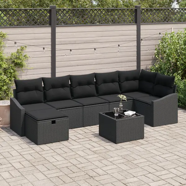 Gossi set canapele gradina 8 piese cu perne negru ratan poli