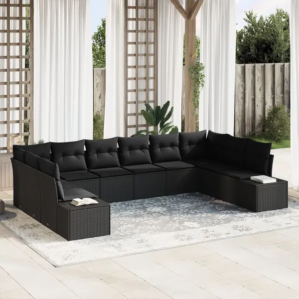 Gossi set canapele gradina cu 10 piese si perne in ratan negru