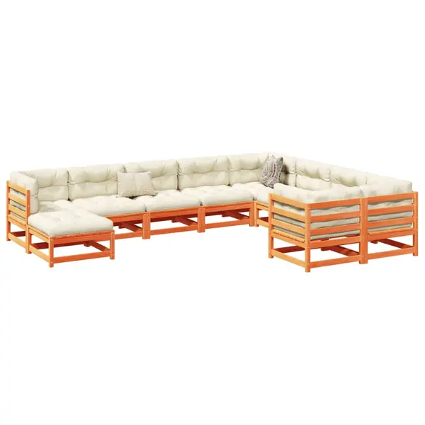 Gossi set canapele gradina cu perne, 10 piese, maro lemn masiv de pin