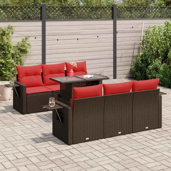 Gossi set canapele gradina cu perne 7 piese gri poliratan/lemn acacia