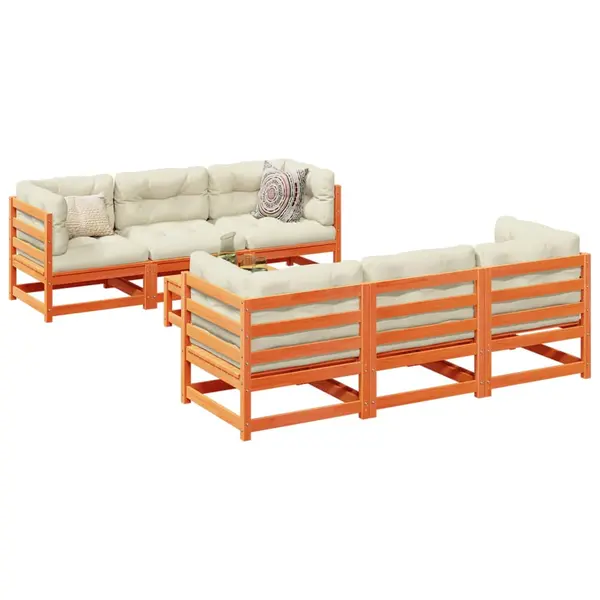 Gossi set canapele gradina cu perne, 7 piese, maro, lemn masiv de pin