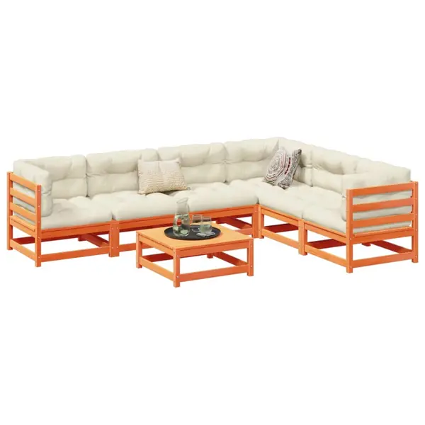 Gossi set canapele gradina cu perne, 7 piese, maro, lemn masiv de pin
