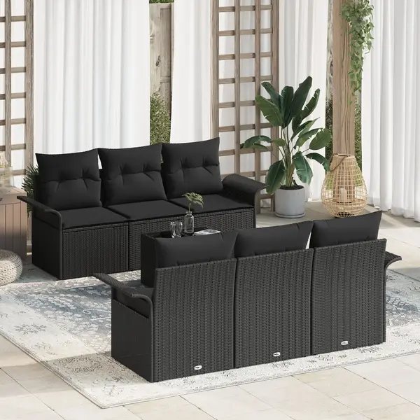Gossi set canapele gradina cu perne negru ratan poli