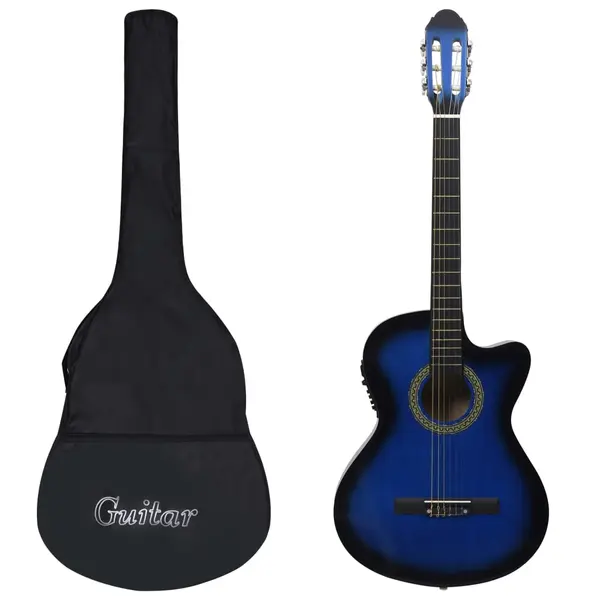 Gossi set chitara acustica cu egalizator, 12 piese 6 corzi, albastru