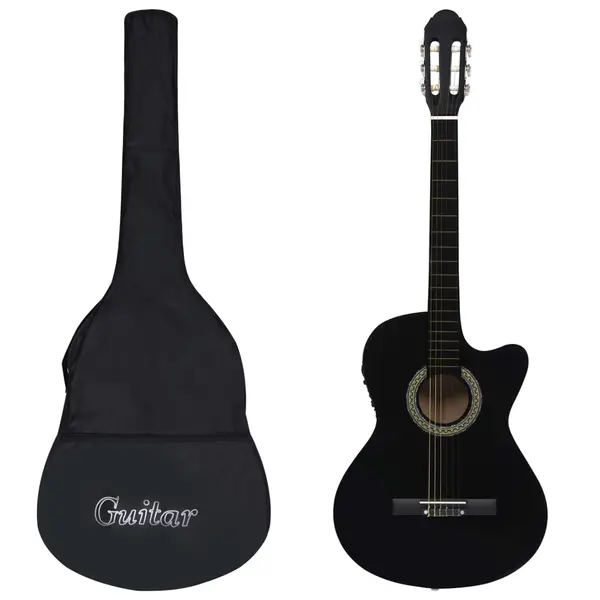 Gossi set chitara acustica cu egalizator, 12 piese, 6 corzi, negru