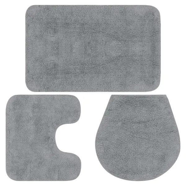 Gossi set covorase baie, 3 piese, gri, material textil