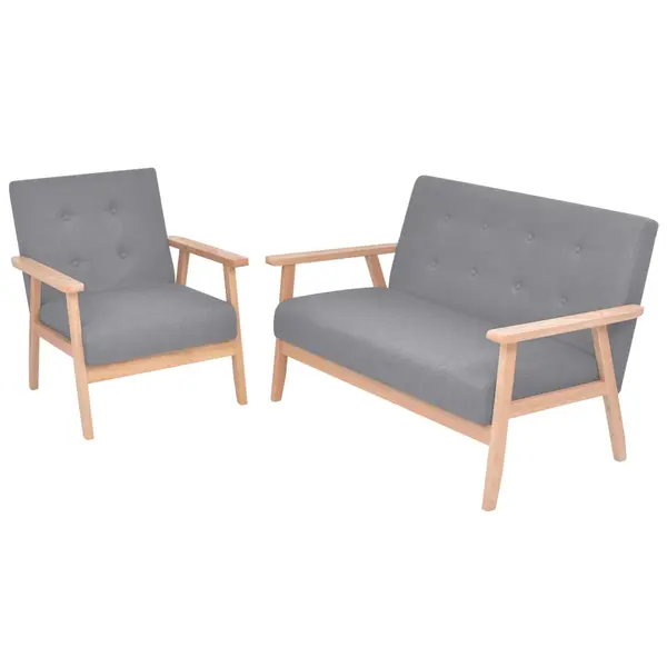 Gossi set cu canapea, 2 piese, material textil, gri deschis