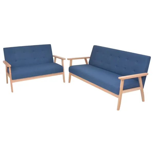 Gossi set cu canapele, 2 piese, material textil, albastru