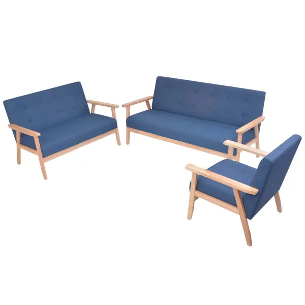 Gossi set cu canapele, 2 piese, material textil, albastru