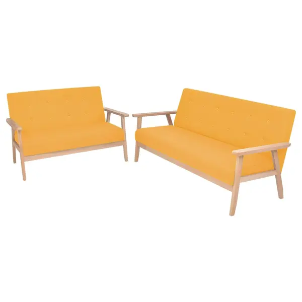 Gossi set cu canapele, 2 piese, material textil, galben
