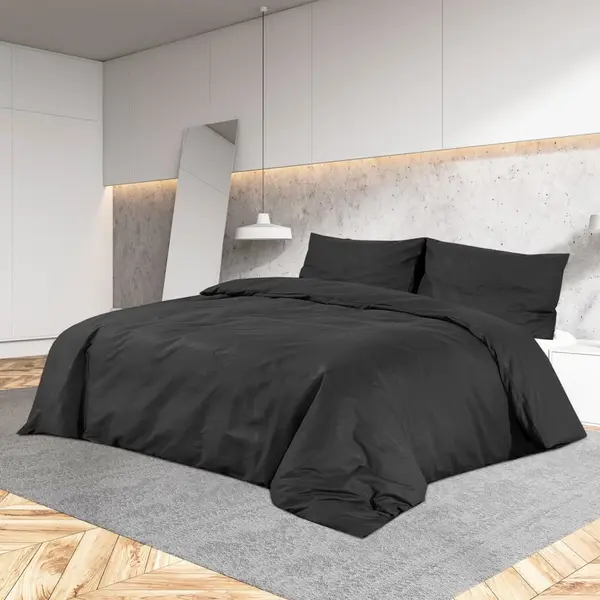 Gossi set cu husa de pilota, negru, 140x200 cm, microfibra