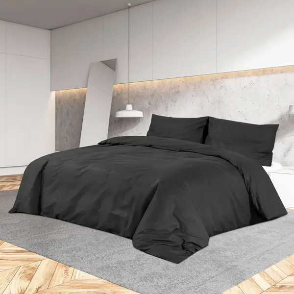 Gossi set cu husa de pilota, negru, 200x200 cm, bumbac