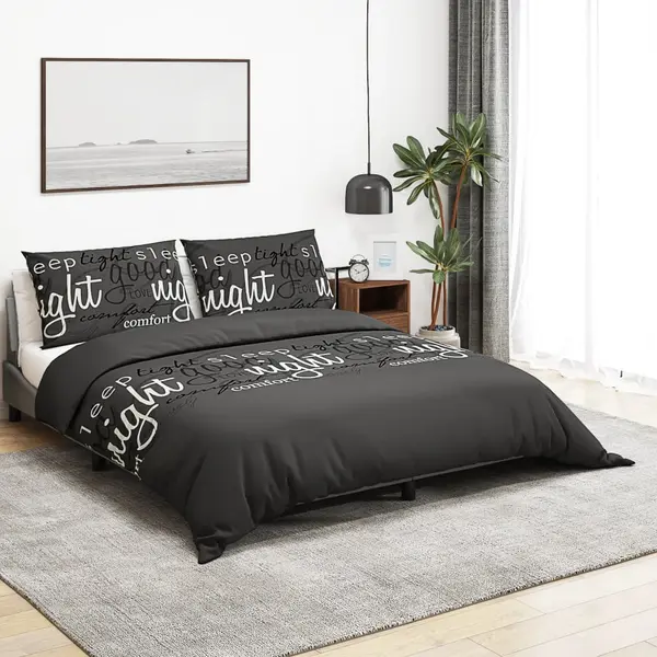 Gossi set cu husa de pilota, negru, 220x240 cm, bumbac