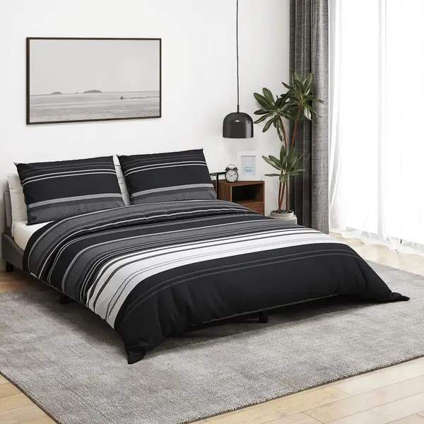 Gossi set cu husa de pilota, negru si alb, 260x220 cm, bumbac