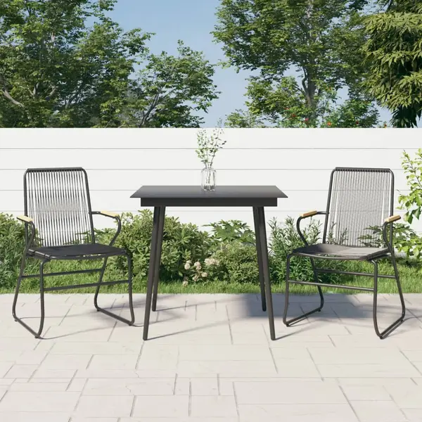 Gossi set cu masa pentru gradina, 3 piese, negru, ratan pvc