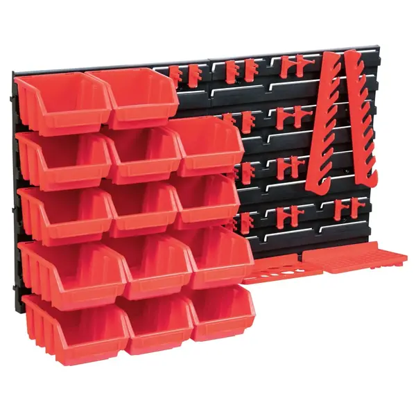 Gossi set cutii depozitare 39 piese cu panouri de perete, rosu&negru