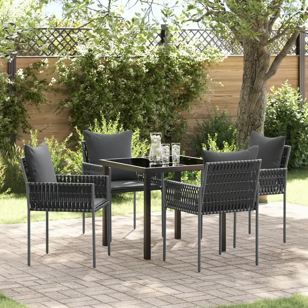 Gossi set de 3 negru, gri inchis rattan pe standard robust