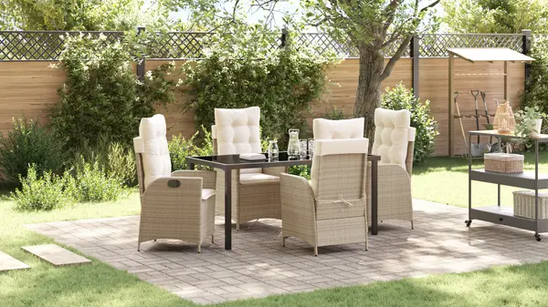 Gossi set de 5 mobilier de gradina cu perne bej ratan sintetic