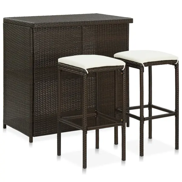 Gossi set de bar, 3 piese, maro, poliratan