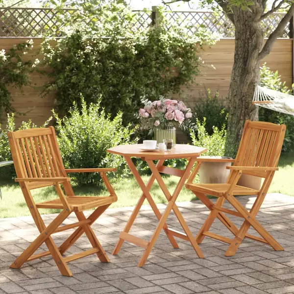 Gossi set de bistro pliabil, 3 piese, lemn masiv de acacia