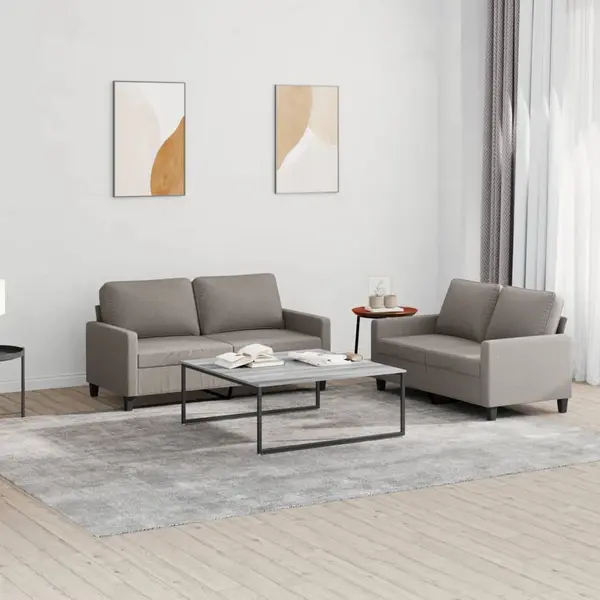 Gossi set de canapea cu perne, 2 piese, gri taupe, material textil