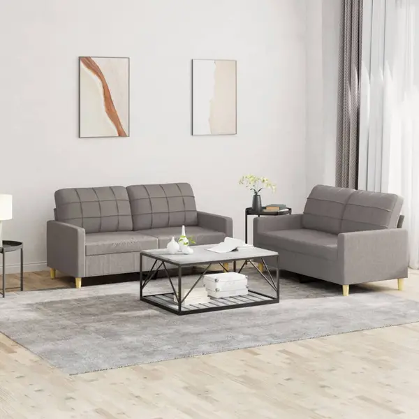 Gossi set de canapea cu perne, 2 piese, gri taupe, material textil