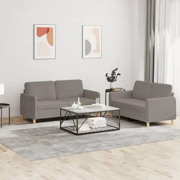 Gossi set de canapea cu perne, 2 piese, gri taupe, material textil