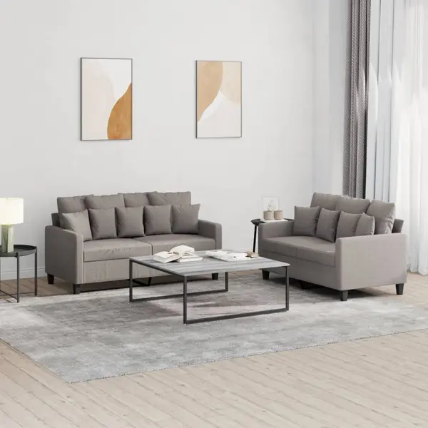 Gossi set de canapea cu perne, 2 piese, gri taupe, material textil