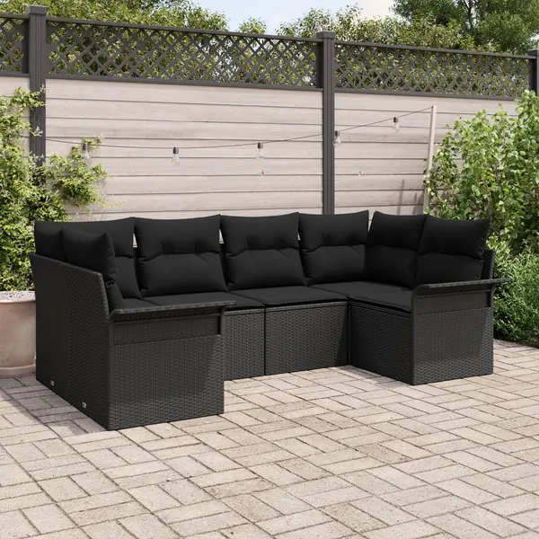 Gossi set de canapea de gradina cu perne negru ratan polimeric