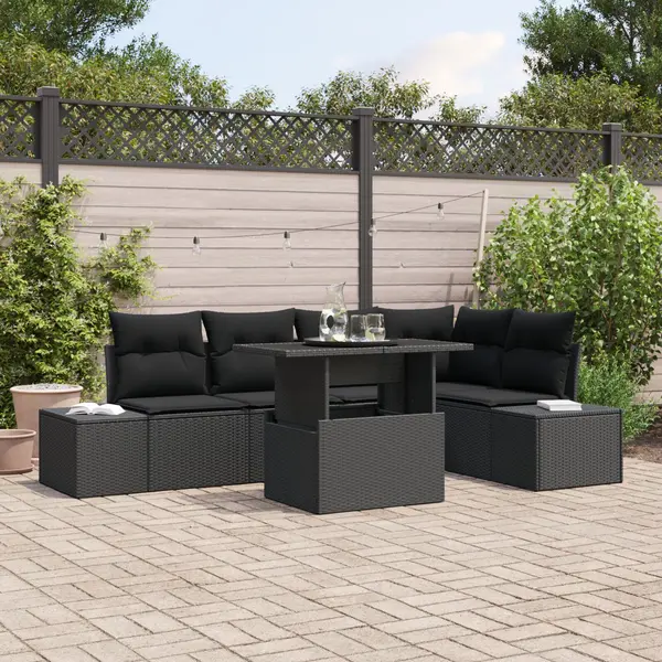 Gossi set de canapea gradina 6 piese cu perne negru ratan poli