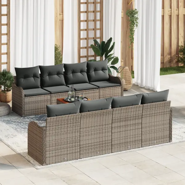 Gossi set de canapea gradina cu 9 piese cu pernite gri ratan polimeric acacia