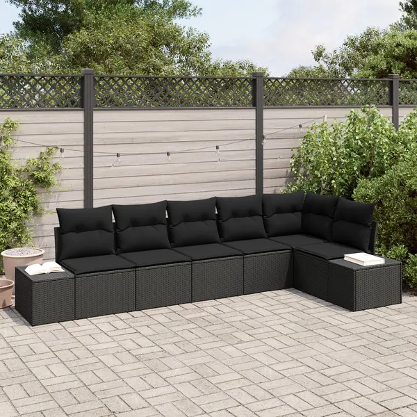 Gossi set de canapea pentru gradina cu perne negru poliratan