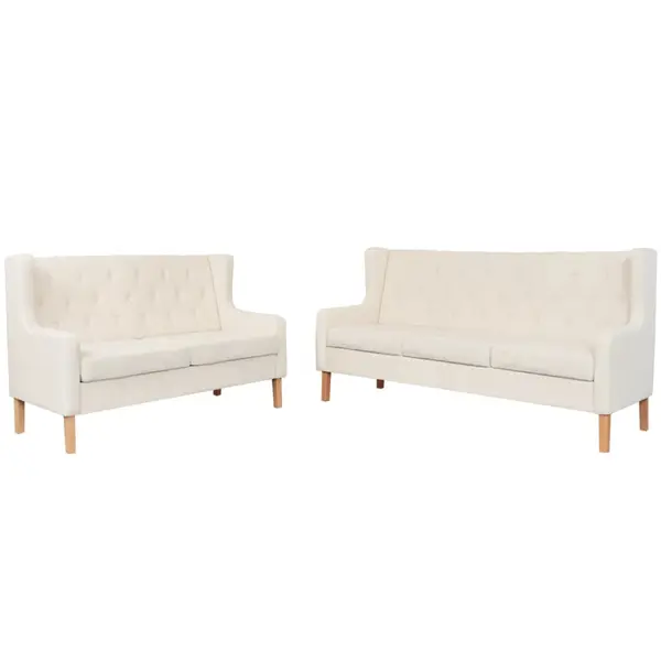 Gossi set de canapele 2 piese, alb crem, material textil