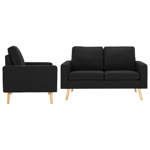 Gossi set de canapele, 2 piese, negru, material textil
