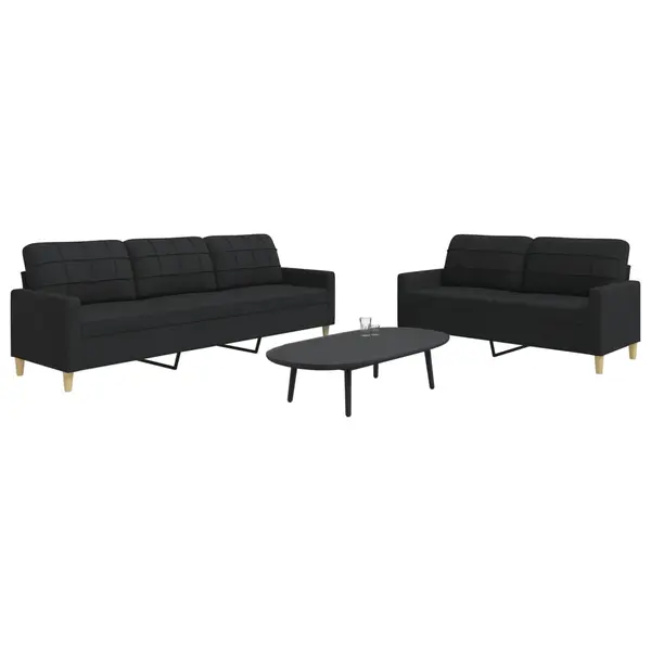 Gossi set de canapele, 2 piese, negru, material textil