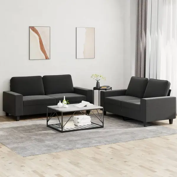 Gossi set de canapele, 2 piese, negru, material textil