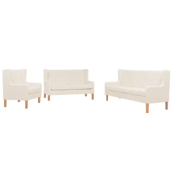 Gossi set de canapele, 3 piese, alb crem, material textil