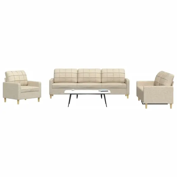 Gossi set de canapele, 3 piese, crem, material