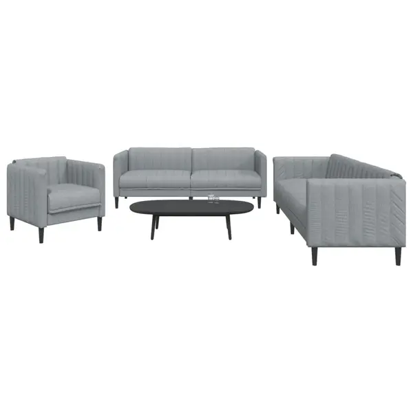 Gossi set de canapele, 3 piese, gri deschis, textil