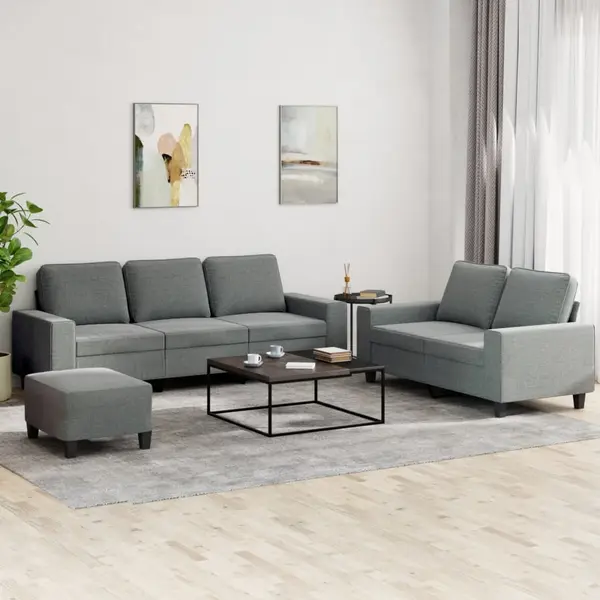 Gossi set de canapele, 3 piese, gri inchis, textil