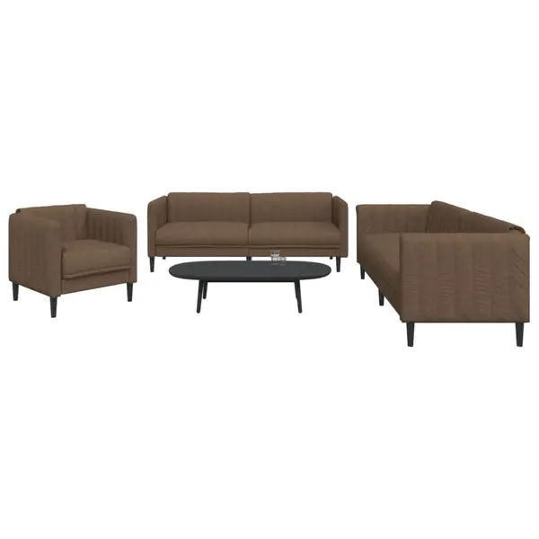 Gossi set de canapele, 3 piese, maro, textil