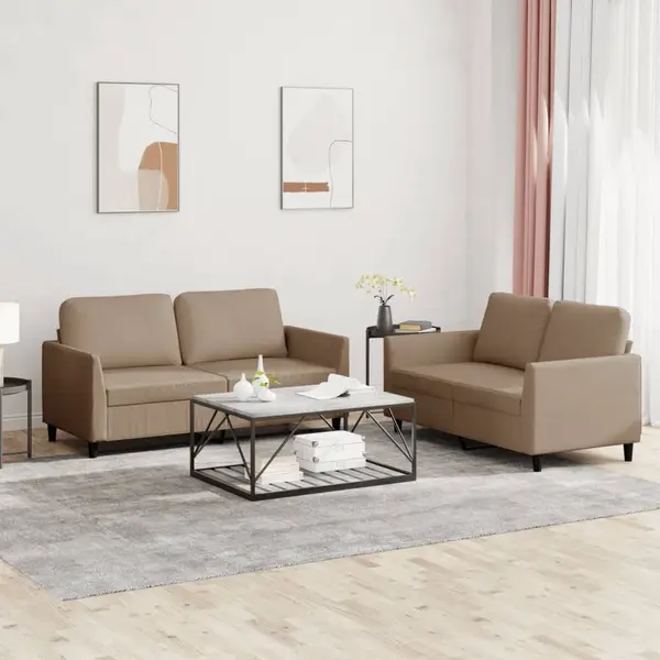 Gossi set de canapele cu perne, 2 piese, cappuccino, piele ecologica