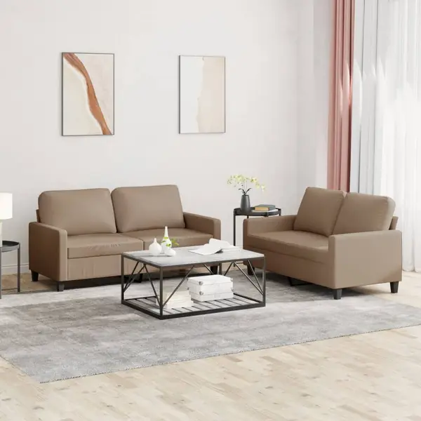 Gossi set de canapele cu perne, 2 piese, cappuccino, piele ecologica