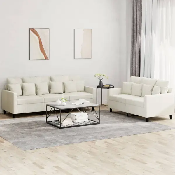 Gossi set de canapele cu perne, 2 piese, crem, catifea